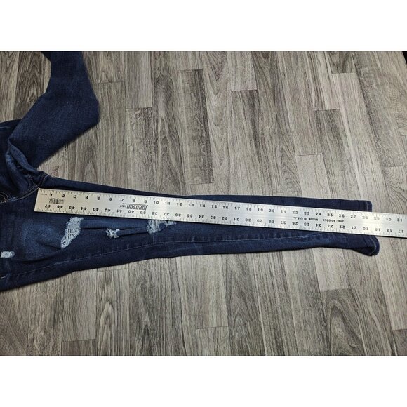 SO Jeans Womens 7/28 Blue High Rise Skinny Distressed Stretch Ripped Dark Wash - Picture 12 of 14